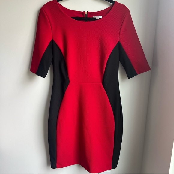 Bisou Bisou Red and Black Bodycon Mini Dress - Size 12 - Picture 2 of 11
